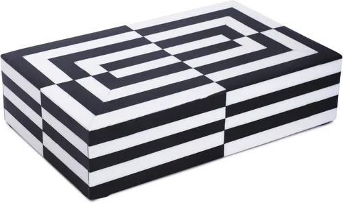 Caja de almacenamiento de joyas con ilusión 3D en blanco y negro, organizador geométrico decorativo para aretes, collares y recuerdos, caja de