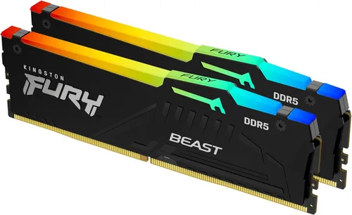 Kingston FURY Beast RGB 64GB 5600MT/s DDR5 CL40 DIMM Memoria de escritorio (kit de 2) | Intel XMP 3.0 | Tecnología de sincronización por infrarrojos