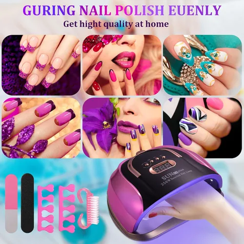 Miniatura 7 de Lámpara de uñas LED UV de 256 W, 4 temporizadores 57 cuentas de lámpara, sensor automático, base de pedicura desmontable, luz profesional de uñas