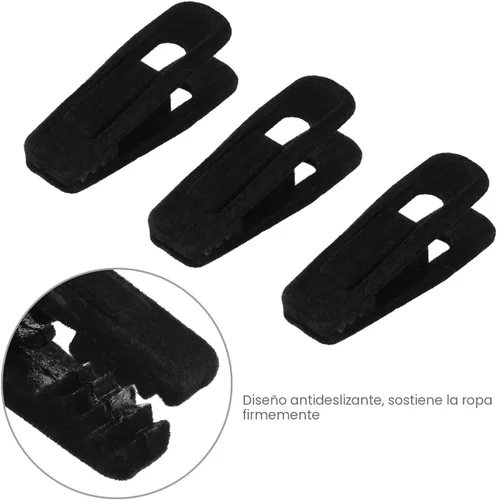 Miniatura 7 de Tinfol Clips de terciopelo para colgar, paquete de 24 clips negros para colgar pantalones, alfiler de ropa de apertura grande, clip fuerte flocado