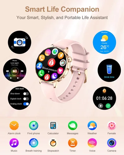 Miniatura 7 de Smart Watch for Women with Bluetooth Calling, 1.27" AMOLED Touchscreen, IP68 Waterproof Fitness Tracker with Heart Rate & Sleep Monitor, 100+ Sports