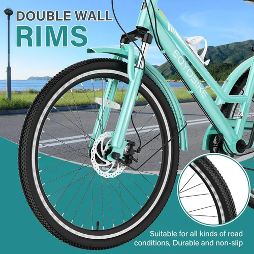 Miniatura 4 de MOPHOTO Triciclo de montaña para adultos, bicicleta de montaña de 7 velocidades y 3 ruedas para adultos, triciclo Cruiser de 24/26/27.5 pulgadas