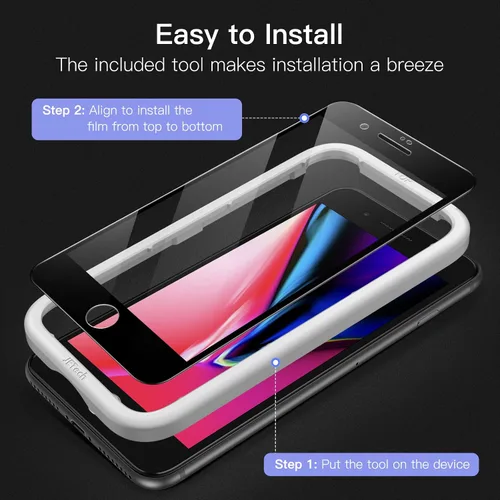 Miniatura 4 de JETech Protector de pantalla de cobertura completa para iPhone 8 Plus/7 Plus de 5.5 pulgadas, película de vidrio templado con borde negro
