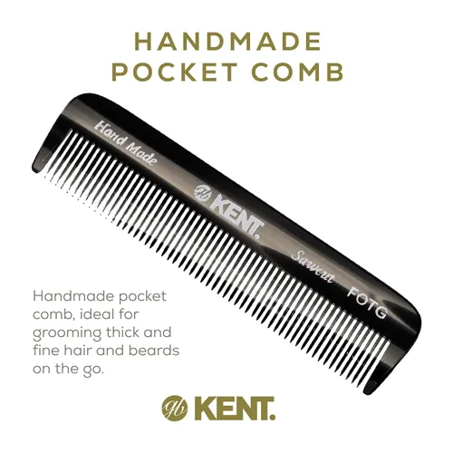 Miniatura 5 de KENT A FOT Peine de bolsillo hecho a mano para hombres, peine de pelo de dientes finos para peinados diarios, barba y bigote, uso seco