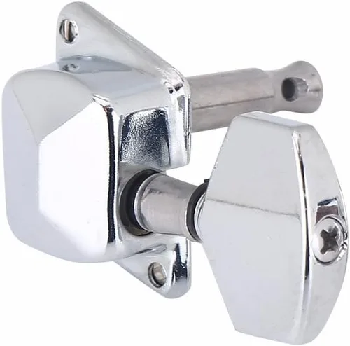 Miniatura 2 de Juego de 6 clavijas de afinación para guitarra plateada, semicerradas, cabezales de máquina 3L3R, con tornillos, clavijas de afinación de guitarra