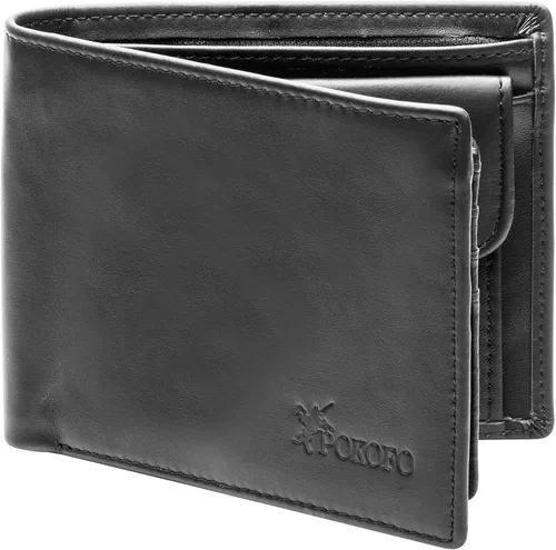 Miniatura 2 de Billetera plegable de cuero genuino con bloqueo RFID para hombres con cremallera y bolsillo para monedas L