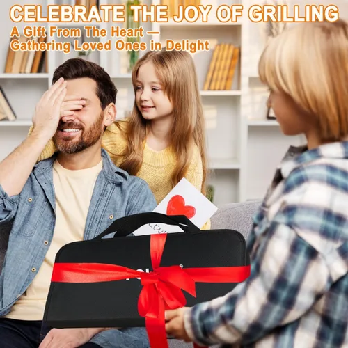 Miniatura 2 de POLIGO Juego de 29 herramientas para parrilla de barbacoa de acero inoxidable con bolsa de almacenamiento para el día del padre, regalos de Plateado