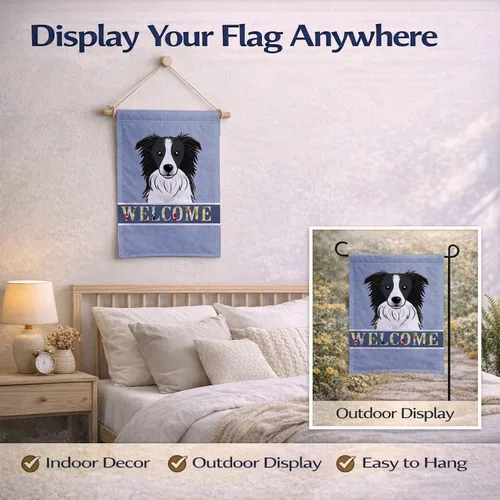 Miniatura 7 de Caroline's Treasures BB1427GF Border Collie - Bandera de bienvenida para jardín, bandera azul para buzón, bandera decorativa para patio exterior