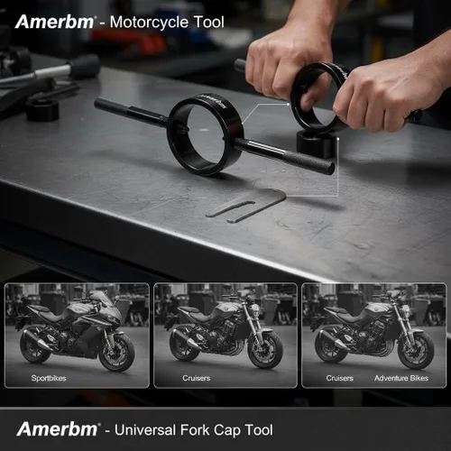 Miniatura 7 de Kit de herramientas universal de compresor de resorte de horquilla de motocicleta que funciona con la mayoría de horquillas invertidas
