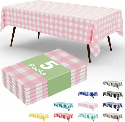 Miniatura 11 de misaya 3 paquetes de manteles desechables de búfalo, mantel de plástico impermeable de 54 x 72 pulgadas, manteles rectangulares a cuadros caqui