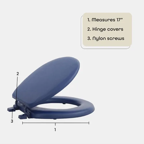 Miniatura 4 de Achim Home Furnishings TOVYSTBK04 Asiento estándar para baño de 17 pulgadas Fantasia, TOVYSTNY04 Azul marino