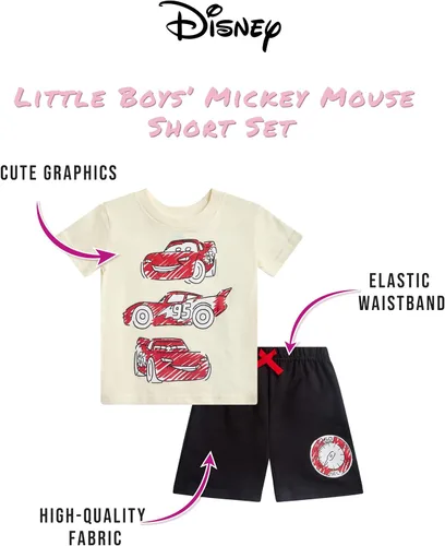 Miniatura 14 de Disney Conjunto de 2 piezas de camiseta y pantalones cortos de manga corta de Mickey Mouse Lightning McQueen Toy Story (12M-24M)