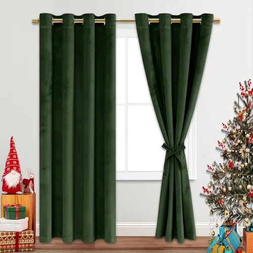 Miniatura 143 de JIUZHEN - Cortinas de terciopelo gris de 63 pulgadas opacas para sala de estar - Cortinas gruesas de terciopelo con ojales para ventana