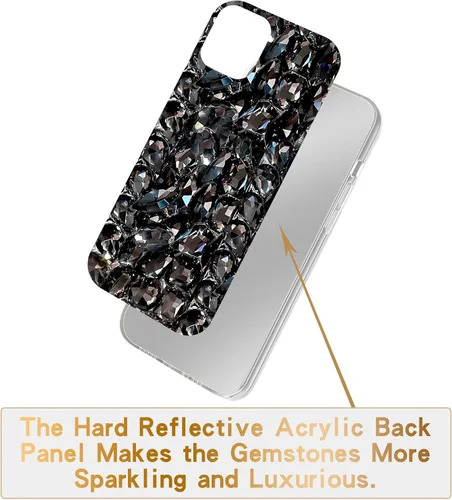 Miniatura 3 de Funda para iPhone 13 Pro para mujer (6.1 pulgadas), funda de lujo muy brillante con purpurina 3D con diamantes de imitación de cristal brillante