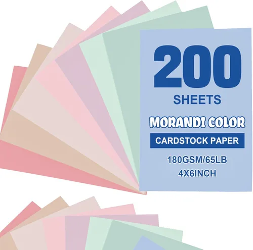 Geyoga Kit de iniciación de 200 hojas de papel de cartulina de colores, 4 x 6 pulgadas, 190 GSM, papel de construcción grueso, colores surtidos para