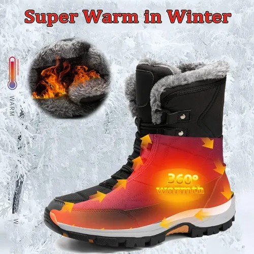 Miniatura 2 de Botas de nieve para mujer, botas de invierno para mujer, botas de nieve con forro de piel para mujer, botas de invierno antideslizantes para mujer