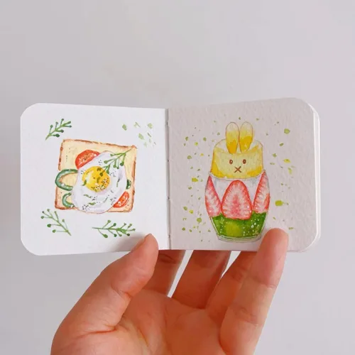 Miniatura 7 de Cuaderno de dibujo de acuarela portátil, papel de acuarela de grano fino de 10.58 ozm, cuaderno de dibujo de viaje, cuaderno de bocetos
