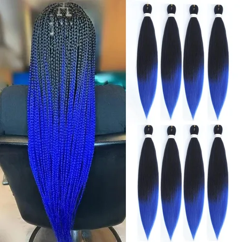 Miniatura 21 de Cabello trenzado preestirado de 22 pulgadas, 6 paquetes de cabello profesional suave Yaki trenzado para trenzas con ajuste de agua caliente