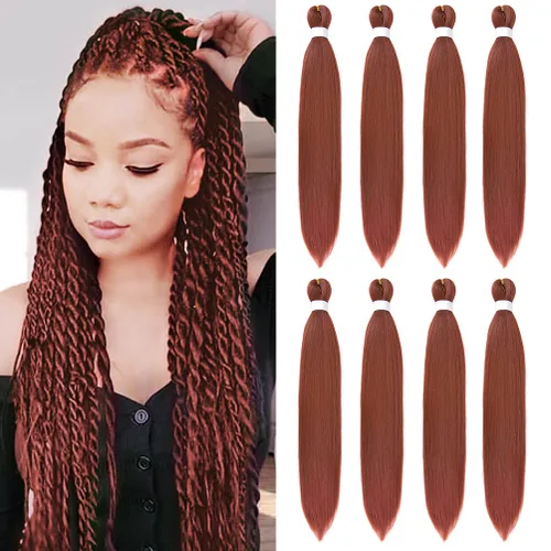 Paquete de 8 extensiones de cabello preestirado para trenzar de 26 pulgadas, 3.53 oz/paquete, extensiones preestiradas de alta calidad, ajuste N.º
