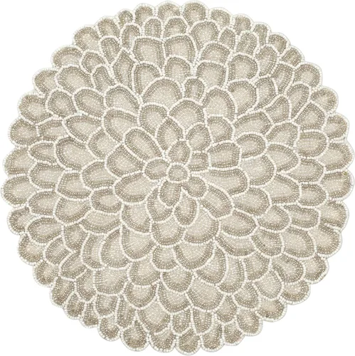 Miniatura 39 de Manteles individuales de 13 pulgadas con cuentas redondas para mesa de comedor - Manteles decorativos con cuentas de vidrio y respaldo de algodón