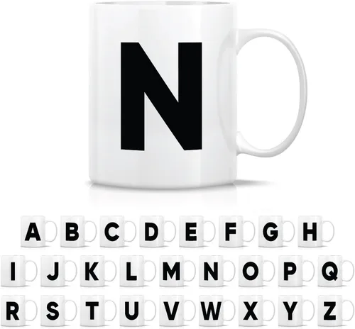 Miniatura 8 de Retreez Taza con monograma con monograma del alfabeto de la A a la Z con inicial, tazas de café de cerámica de 11 onzas – Agradecimiento