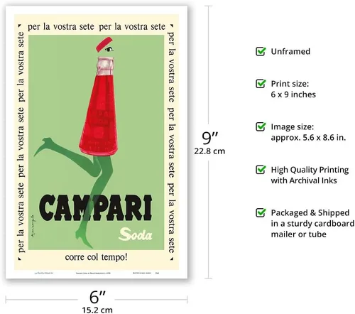 Miniatura 2 de Para tu sed (Per la Vostra Sete) - Campari Soda - Póster publicitario vintage por Franz Marangolo c.1950 - Impresión artística maestra (sin marco) 6