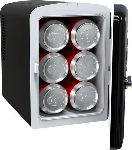 Miniatura 2 de Frigidaire Mini refrigerador personal retro para 9 latas, 11.8 pulgadas de profundidad x 7.1 pulgadas de ancho x 10.1 pulgadas de alto, color negro