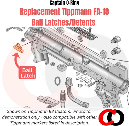 Miniatura 4 de Captain O-Ring – Pestillo de retención de bola de repuesto para Tippmann 98, A5, X7 FA-18 Ball Keeper (cantidad seleccionada)