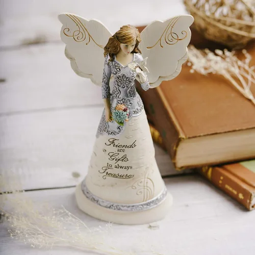 Miniatura 8 de Figura de ángel amigo de Elements de Pavilion, de 8 pulgadas, sosteniendo una mariposa, con inscripción "Los amigos son regalos para siempre