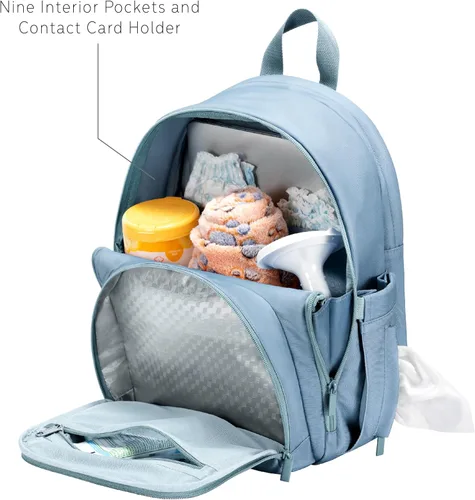 Miniatura 6 de uninni Mochila grande para pañales para mamás y papás–Bolsa de pañales para bebés con cambiador portátil, estuche de chupete extraíble - Negro