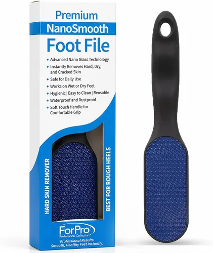 ForPro Nano Glass - Removedor de callos para pies, limpiador de pies de doble cara para talones agrietados y piel muerta, herramienta de pedicura