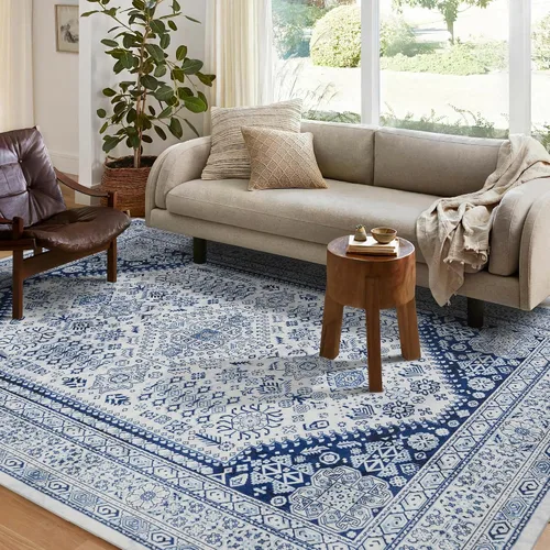 Miniatura 50 de Syalife 4x6 Alfombra Lavable para Área, Ultra Suave Antideslizante, Pila Baja, Alfombra Vintage Resistente a Manchas para Sala de Estar, Alfombra