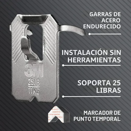 Miniatura 5 de 3M Claw Percha para cuadros de yeso, plateado