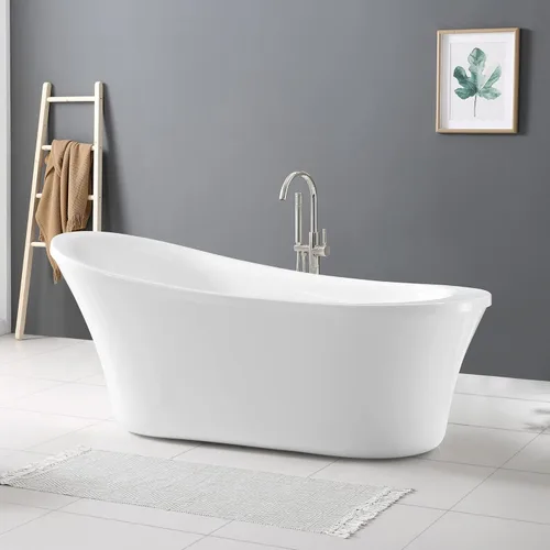 Miniatura 19 de Ove Decors - Tina de remojo en blanco brillante con desagüe cromado y desbordamiento de residuos