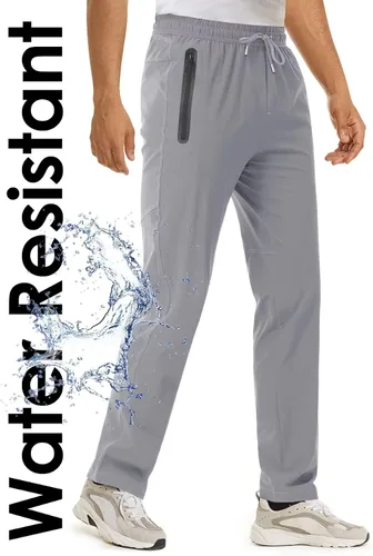 Miniatura 2 de Boladeci Pantalones de senderismo para hombre, ligeros, de secado rápido, cintura elástica con cordón y bolsillos con cremallera, pantalones