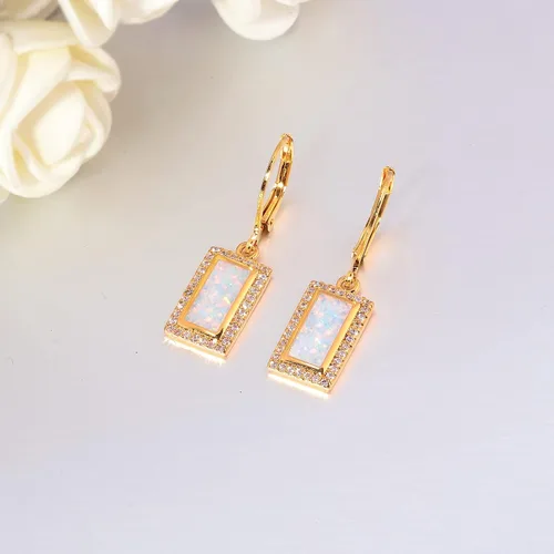 Miniatura 7 de CiNily Aretes de aro para mujer, diseño de ópalo chapado en oro blanco, joyería de regalo