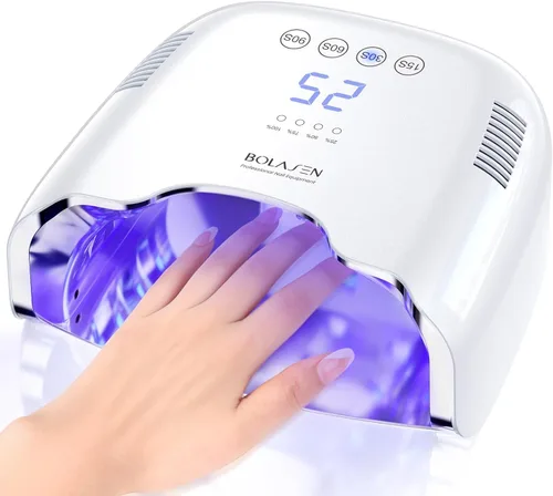 BOLASEN Lámpara de uñas UV recargable inalámbrica - Luz UV para uñas de gel con reflector metálico y base de metal, secadora de uñas LED inalámbrica