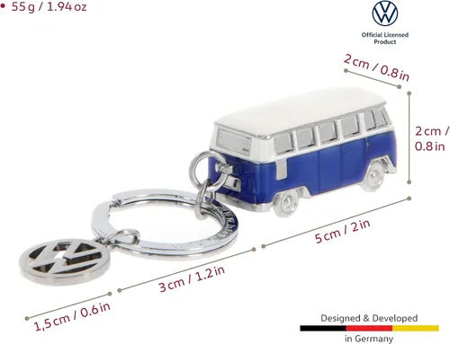Miniatura 3 de BRISA VW Collection - Llavero de metal esmaltado 3D Volkswagen con diseño de autocaravana T1 Azul