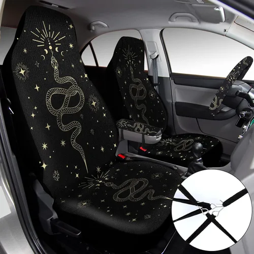 Miniatura 2 de Juego completo de 10 fundas de asiento de automóvil con estrella de luna, accesorios de automóvil para mujer, funda de asiento delantero, funda