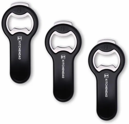 KITCHENDAO Abrebotellas de cerveza magnético 2 en 1 para refrigerador y RV con receptor de tapas, abrelatas de soda, se adhiere al refrigerador para