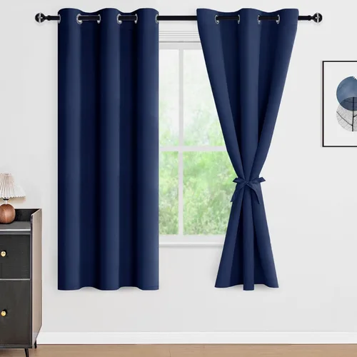 Miniatura 165 de DWCN Cortinas 100% opacas de 84 pulgadas de largo para dormitorio con forro negro, paneles de cortina de ventana de doble capa con aislamiento Azul