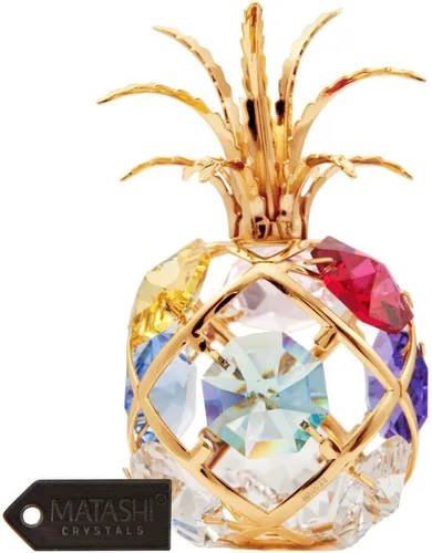 Matashi Adorno de piña con tachuelas de cristal chapado en oro de 24 quilates, pieza decorativa de mesa para sala de estar, regalo para Navidad, día