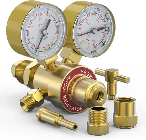 Miniatura 7 de YESWELDER Regulador de CO2 de argón con manguera de 8.2 pies 0-4000 PSI Medidores Regulador de soldadura de gas para MIG y TIG, conexión de entrada