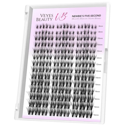 VEYESBEAUTY Extensiones de Pestañas en Racimos Banda Delgada e Invisible DIY Pestañas Postizas Individuales Serie de Cinco Segundos para