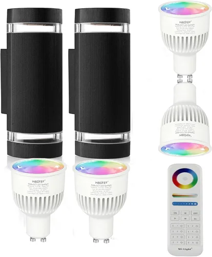 Miniatura 7 de rosykite Iluminación LED que cambia de color RGB doble hacia arriba y hacia abajo, luz de pared al aire libre, 12 W, 1200 lm, temperatura blanca