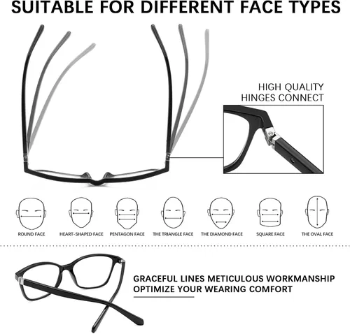Miniatura 4 de 3 Pack Progressive Multifocus Reading Glasses Blue Light Blocking Multifocal Readers for Women Men with Spring Hinge