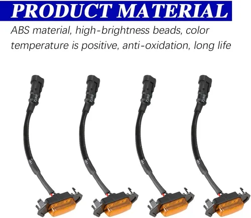 Miniatura 6 de 4 luces LED para parrilla, luces LED ámbar brillante para parrilla con arnés de cableado, lámparas de rejilla frontal impermeables, lámparas