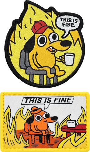 Miniatura 6 de Parche de morale divertido con meme de advertencia bordado, juego de 2 piezas, con cierre de gancho y bucle/respaldo, accesorio táctico para ropa