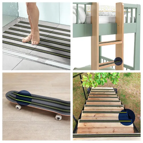 Miniatura 3 de Chesk Cinta de agarre para escaleras – Cinta de agarre negra que brilla en la oscuridad de 2 pulgadas x 30 pies – Peldaños de escalera adhesiva
