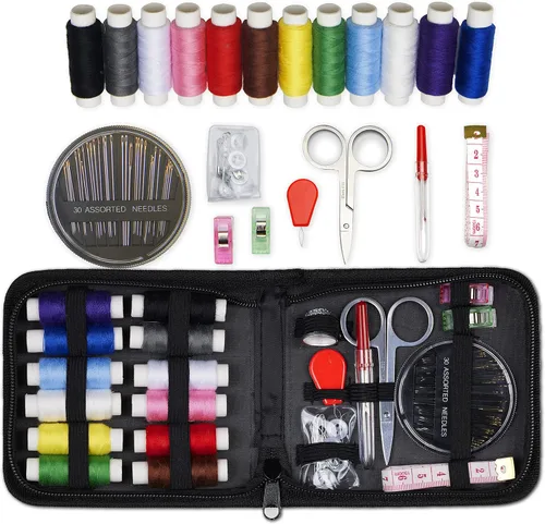 Miniatura 8 de ARTIKA - Kit de costura para adultos y niños (119 PIEZAS) - Juego pequeño para principiantes con hilo multicolor, agujas, tijeras, dedal y pinzas